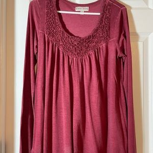 Knox Rose - Magenta Long-Sleeve Flowy Boho Top XS